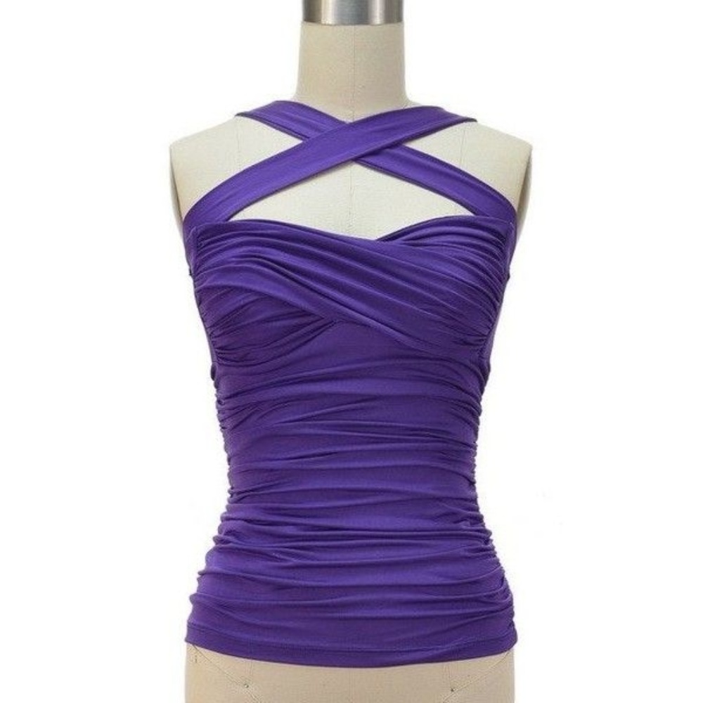 Pinup Purple Ruched Halter Top Cross Your Heart